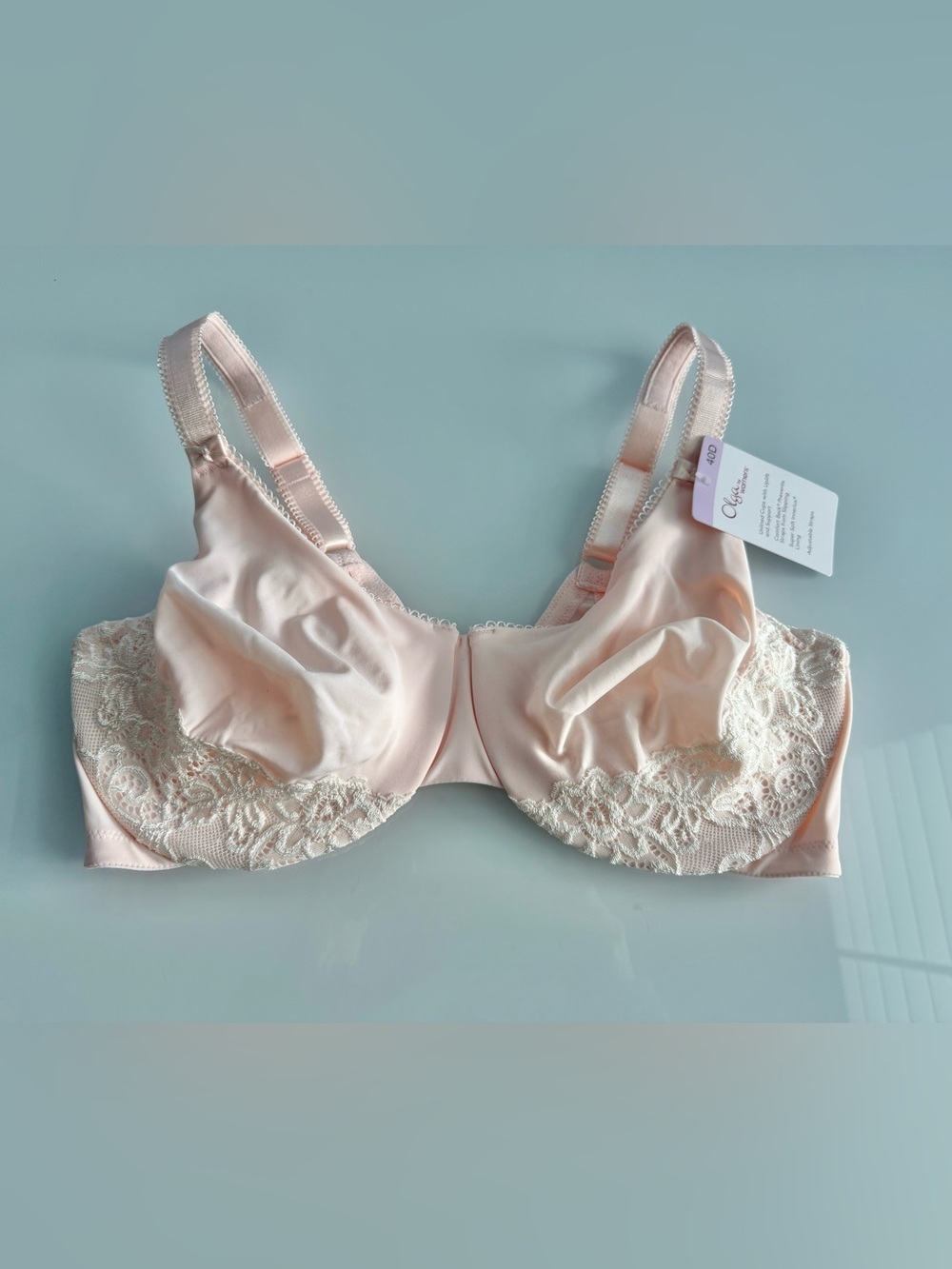 Olga Women’s Light Pink Luxury Lift Full Figure Underwire Bra 35063 Size 40D